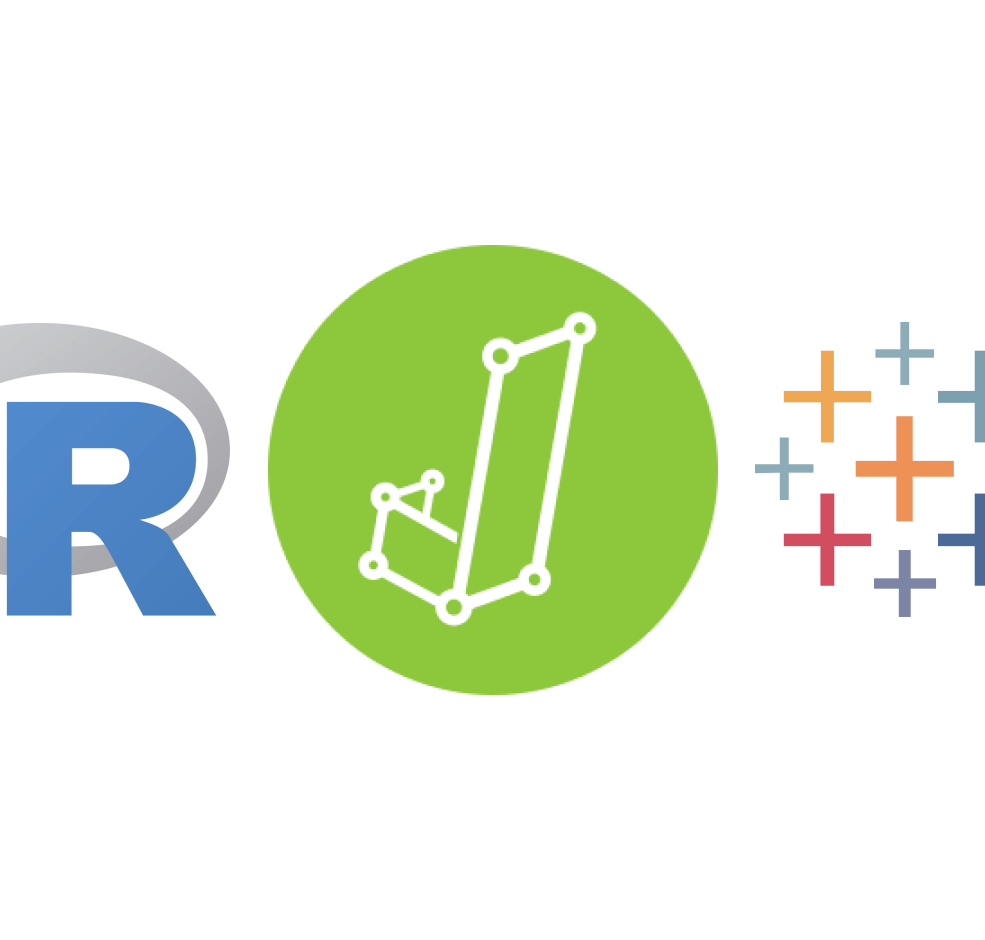 Logos of the analysis tools Tableau, RStudio, and JASP
